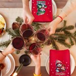 Personalized Christmas Snowman 100% Cotton Reusable Table Napkin with Name and Year Table Decor Christmas Gift for Family Friends
