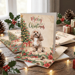 Personalised Christmas Tree Pet Photo Greeting Card with Name and Envelope Christmas New Year Gift for Family Friends