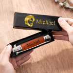 Personalised Bearded Man Photo Wooden Stainless Steel Foldable Beard Comb with Name and Gift Box Wedding Anniversary Gift for Husband Groomsman