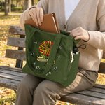 Sac fourre-tout en velours côtelé personnalisé, style rétro, aux couleurs variées, représentant la fleur de naissance, de grande capacité, avec prénom – Idéal pour les voyages et l'usage quotidien – C
