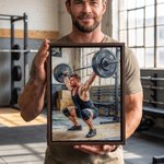 Personalised Oil Painting Style Weightlifting Photo Wooden Canvas Prints with Name Home Decor Ship from USA Gym Birthday Gift for Weightlifters