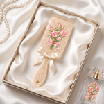 Cepillo para el pelo personalizado con efecto de piedras preciosas y la flor del mes de nacimiento, con nombre; regalo para uso diario, aniversario o cumpleaños, para mujeres y niñas
