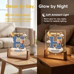 Personalized 3D-Effect Artwork Cartoon Character Photo Acrylic LED Night Light with Name and Wooden Base Bedroom Decor Birthday Gift for Kids
