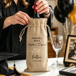 Personalised Simple Line Graduation Cap Drawstring Wine Bag with Text Name Year Graduation Party Gift for Master PhD Graduates
