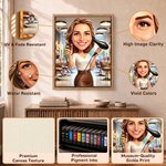 Personalized Cartoon Barber Character Photo Canvas Prints with Name Home Decor Birthday Barber Shop Opening Gift for Barber