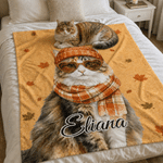 Manta suave personalizada con diseño de otoño, con foto de mascota y hoja de arce, con nombre; decoración para el hogar y regalo de cumpleaños para los amantes de las mascotas