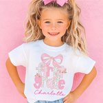 Personalised Pink Glitter Bow Grade Kid T-shirt Sweatshirt Hoodie with Name Birthday First Day of School Gift for Kids Girls