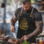 Personalised Don't Mess with The Chef Humorous Text Baking Canvas Apron with Name Daily Cooking Use Birthday Gift for Husband Dad Cooking Lover