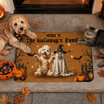 Personalised Welcome To My Family Doormat with 1-3 Pet Photos and Title Home Decoration Halloween Gift for Family Pet Lover