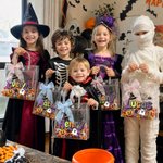Personalized Cute Halloween Theme Transparent Tote Bag with Name and Bow Halloween Party Gift for Kids