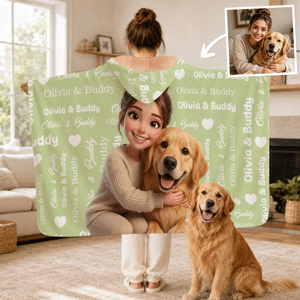 Coperta morbida con cappuccio personalizzata con foto, personaggi dei cartoni animati e effetto 3D, con nome: regalo di compleanno e Natale per familiari e amici