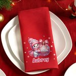 Personalized Christmas Snowman 100% Cotton Reusable Table Napkin with Name and Year Table Decor Christmas Gift for Family Friends