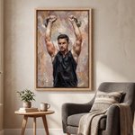 Personalised Oil Painting Style Weightlifting Photo Wooden Canvas Prints with Name Home Decor Ship from USA Gym Birthday Gift for Weightlifters