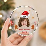 Personalised Kid Fun Face Photo Christmas Hat Acrylic Glass Ornament with Name Text and Year Tree Decoration Christmas Gift for Kids Friends