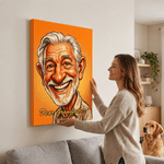 Personalized Exaggerated Western-Style Cartoon Photo Canvas Prints with Text Modern Room Decor Ship from USA Birthday Gift for Family Friends