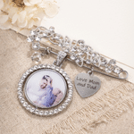 Today a Beautiful Bride Tomorrow a Loving Wife Always My Wonderful Daughter -- Personalised Engraved Bouquet Charm Blue Pin Brooch