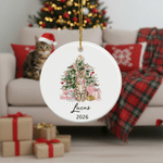 Personalised Watercolor Pet Photo Adorable Ceramic Ornament with Name and Year Hanging Decoration Christmas Gift for Pet Owners Lovers