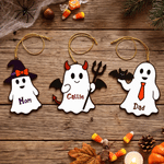 Personalized Halloween Theme 1-10 Ghosts Pattern Ornament with Name and Halloween Decor Party Gift for Kids Family