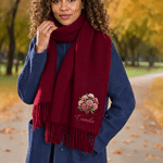 Sciarpa-scialle personalizzata con fiore di nascita multicolore, morbida e calda, con nappine e nome – Accessorio invernale, regalo di Natale per donne