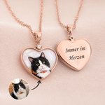 Personalisierte Haustier Foto Halskette | mit graviertem Text | Herzform & runder Medaillon-Anhänger | Erinnerung Geburtstag Geschenk für Tierbesitzer