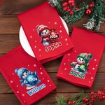 Personalized Christmas Snowman 100% Cotton Reusable Table Napkin with Name and Year Table Decor Christmas Gift for Family Friends