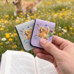 Personalised Cute Banknote Pencil Cartoon Dog PU Leather Magnetic Bookmark Clip with Name Back to School Library Bookish Birthday Gift for Bookworms