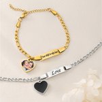 Gepersonaliseerde warmtegevoelige armband met hartvormig hangertje verborgen foto en gegraveerde tekst - cadeau voor vrouwen bij verjaardagen jubilea