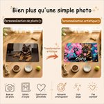 Tapis d'alimentation personnalisé avec photo et nom - Effet graffiti à l'huile - Cadeau d'anniversaire pour propriétaires d'animaux de compagnie