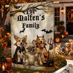 Henkilökohtainen Halloween-aiheinen lemmikkieläimen valokuvalla varustettu aave-kurpitsapuutarhalippu otsikolla – puutarhakoriste ja Halloween-lahja lemmikkieläinten ystäville