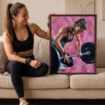 Personalised Oil Painting Style Weightlifting Photo Wooden Canvas Prints with Name Home Decor Ship from USA Gym Birthday Gift for Weightlifters