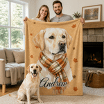 Manta suave personalizada con diseño de otoño, con foto de mascota y hoja de arce, con nombre; decoración para el hogar y regalo de cumpleaños para los amantes de las mascotas