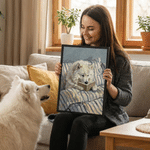 Personalised Oil Painting Style Pet Reading in Bed Photo Canvas Prints with Text Home Decor Housewarming Birthday Gift for Pet Lovers