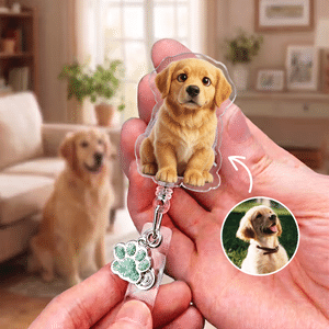 Personalised Cute Paw Print Cartoon 1-3 Pet Photos Acrylic Badge Reel Nurse Week Nurse Appreciation Gift for Medical Staff