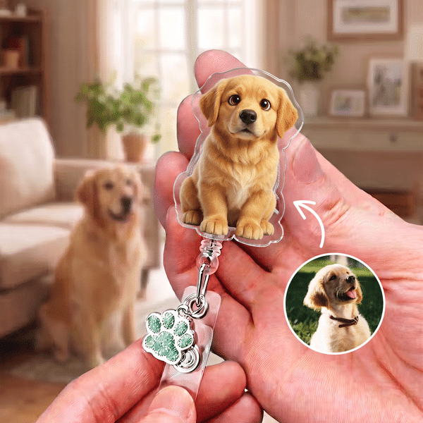 Distintivo personalizzato in acrilico con simpatica impronta di zampa in stile cartone animato, per 1-3 foto di animali domestici – Regalo per la Settimana degli infermieri e di riconoscimento agli in