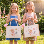 Personalized Cute Ballet Bear Birth Flower Jute Canvas Tote Bag with Name Ballet Training Birthday Gift for Ballet Lovers Girls