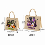 Personalized Halloween Ghost Pumpkin Checkered Initial Large Capacity Jute Bag with Name Halloween Party Trick or Treat Activity Gift for Kids
