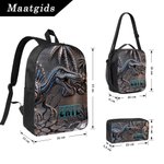 Gepersonaliseerde dinosaurus schoolset met rugzak lunchtas en etui met naam - cadeau voor het nieuwe schooljaar of verjaardagen voor dino-liefhebbers