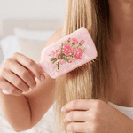 Cepillo para el pelo personalizado con efecto de piedras preciosas y la flor del mes de nacimiento, con nombre; regalo para uso diario, aniversario o cumpleaños, para mujeres y niñas