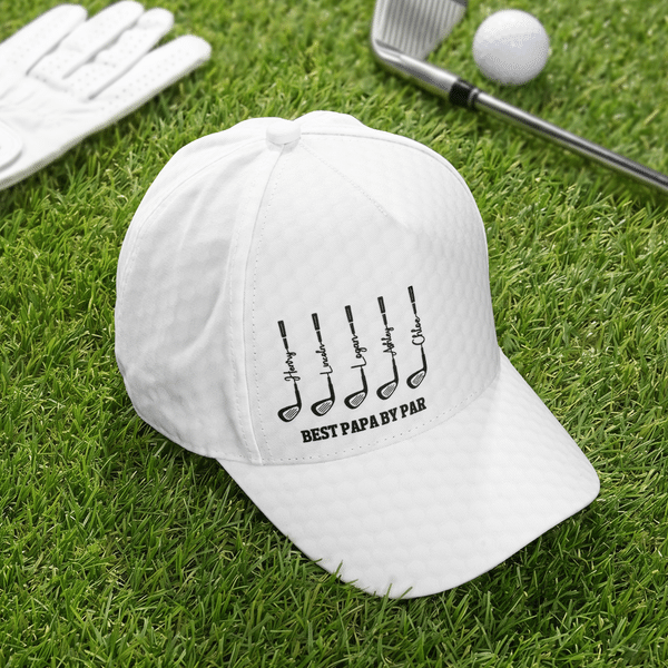 Personalized Golf Club Pattern Best Man By Par Baseball Cap with 1-10 Names Daily Use Birthday Gift for Golf Lover Dad Grandpa