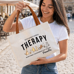 Personalized Classic Winnie the Pooh Occupational Therapy Large Canvas Tote Bag with Text and Name Daily Use Birthday Gift for Occupational Therapist