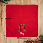 Personalized Holly Christmas Bell Design 100% Cotton Red Table Napkin with Name Table Decor Holiday Christmas Party Gift for Family Friends Kids