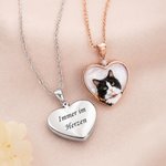 Personalisierte Haustier Foto Halskette | mit graviertem Text | Herzform & runder Medaillon-Anhänger | Erinnerung Geburtstag Geschenk für Tierbesitzer