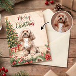 Personalised Christmas Tree Pet Photo Greeting Card with Name and Envelope Christmas New Year Gift for Family Friends