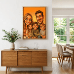 Personalized Exaggerated Western-Style Cartoon Photo Canvas Prints with Text Modern Room Decor Ship from USA Birthday Gift for Family Friends