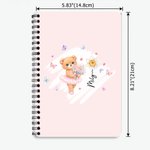Personalized Multicolor Ballet Bear Birth Flower Notebook with Name and 60 Lined Pages Christmas Birthday Gift for Ballet Lovers
