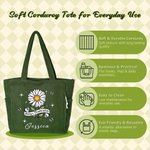 Sac fourre-tout en velours côtelé personnalisé, style rétro, aux couleurs variées, représentant la fleur de naissance, de grande capacité, avec prénom – Idéal pour les voyages et l'usage quotidien – C