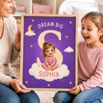 Stampa su tela per bambini personalizzata, in stile libro illustrato, disegno a cartone animato e nome - Regalo di compleanno per bambini e bambine