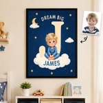 Stampa su tela per bambini personalizzata, in stile libro illustrato, disegno a cartone animato e nome - Regalo di compleanno per bambini e bambine