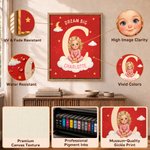 Stampa su tela per bambini personalizzata, in stile libro illustrato, disegno a cartone animato e nome - Regalo di compleanno per bambini e bambine