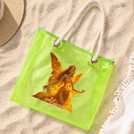 Sac fourre-tout transparent holographique personnalisé, multicolore, à paillettes, avec pierre de naissance et motif de fée, personnalisé au nom de la destinataire – Accessoires de voyage – Cadeau d'a